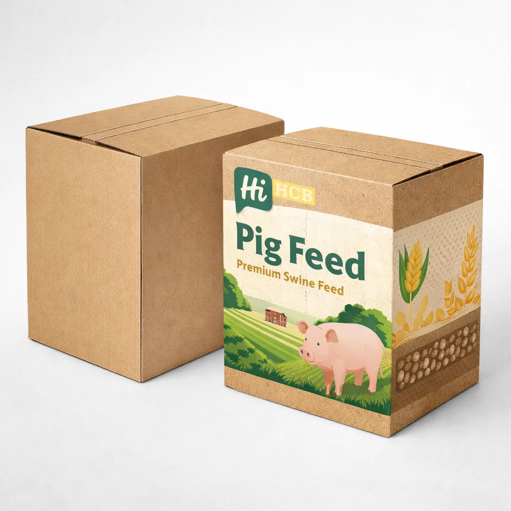 Two square two-piece rigid boxes, one plain white and one featuring elegant green pig branding.